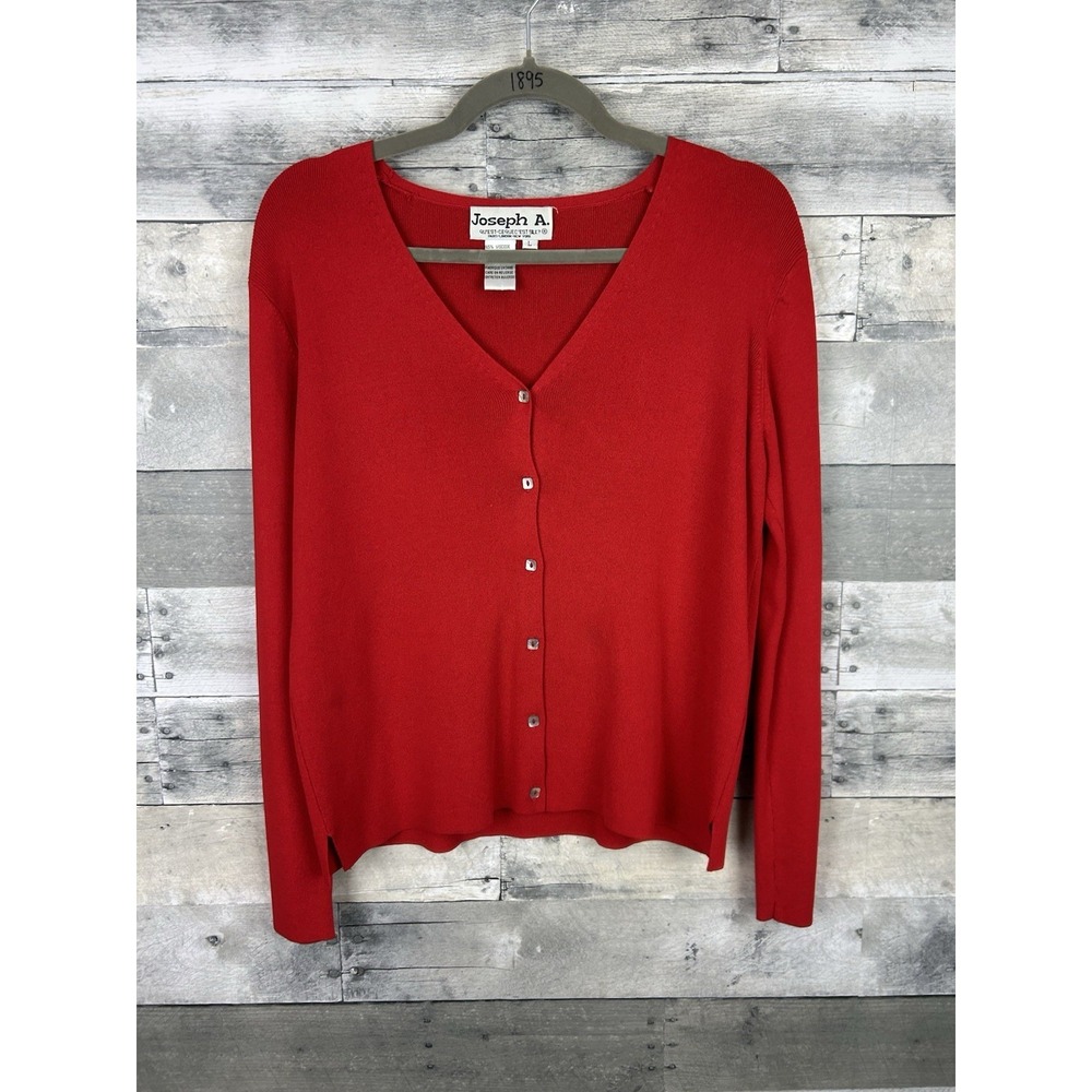 Joseph A. Women's Large Red Button Up Cardigan
